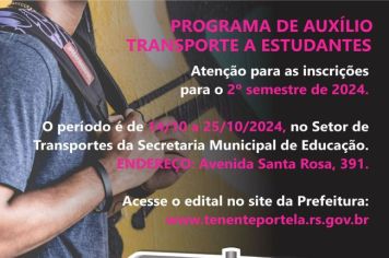 PARTIU ESTUDAR: PREFEITURA DE TENENTE PORTELA LANÇA EDITAL DE AUXÍLIO TRANSPORTE A ESTUDANTES PARA O SEGUNDO SEMESTRE DE 2024