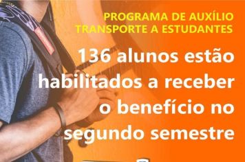 PARTIU ESTUDAR: 136 ESTUDANTES ESTÃO HABILITADOS PARA RECEBER O AUXÍLIO TRANSPORTE 