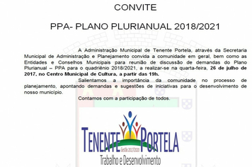 CONVITE: PPA - Plano Plurianual 2018/2021