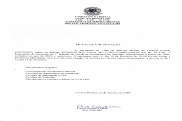 Convocação do embarque para o Serviço Militar