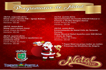 Confra a Programação do Natal 2017 em Tenente Portela