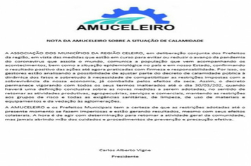Prefeitos da Amuceleiro emitem nota oficial sobre ações contra o Coronavírus