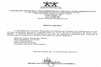 Divulgação dos canditados para eleição do Conselho Tutelar