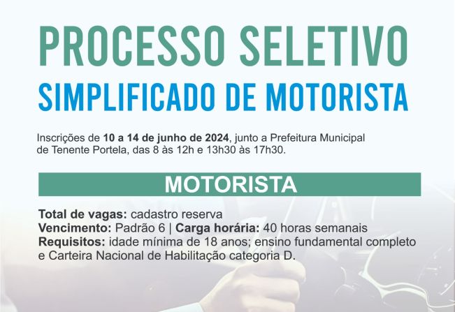 PROCESSO SELETIVO SIMPLIFICADO PARA CONTRATAÇÃO DE  MOTORISTA