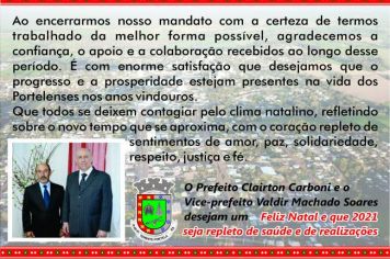 Prefeito Carboni e Vice-Prefeito Valdir desejam boas festas