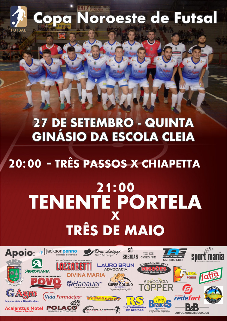 Nesta quinta tem rodada da Copa Noroeste de Futsal em Tenente Portela