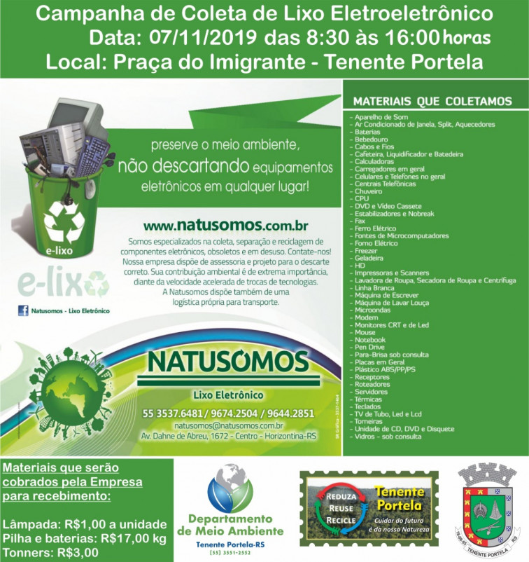 Tenente Portela realiza nova campanha para coleta de lixo eletroeletrônico