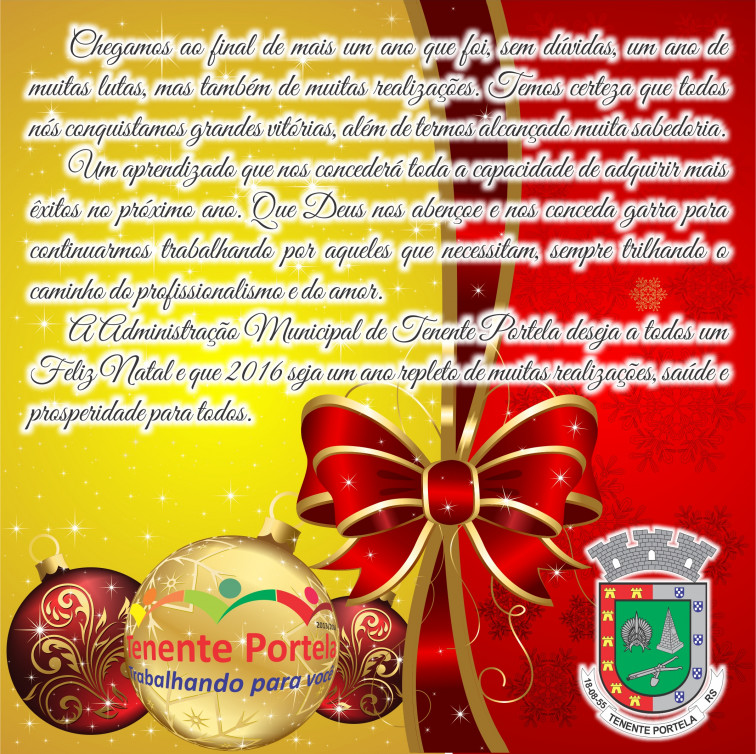 Notícia - A Administração Municipal deseja a todos um Feliz Natal -  Prefeitura Municipal de Tenente Portela
